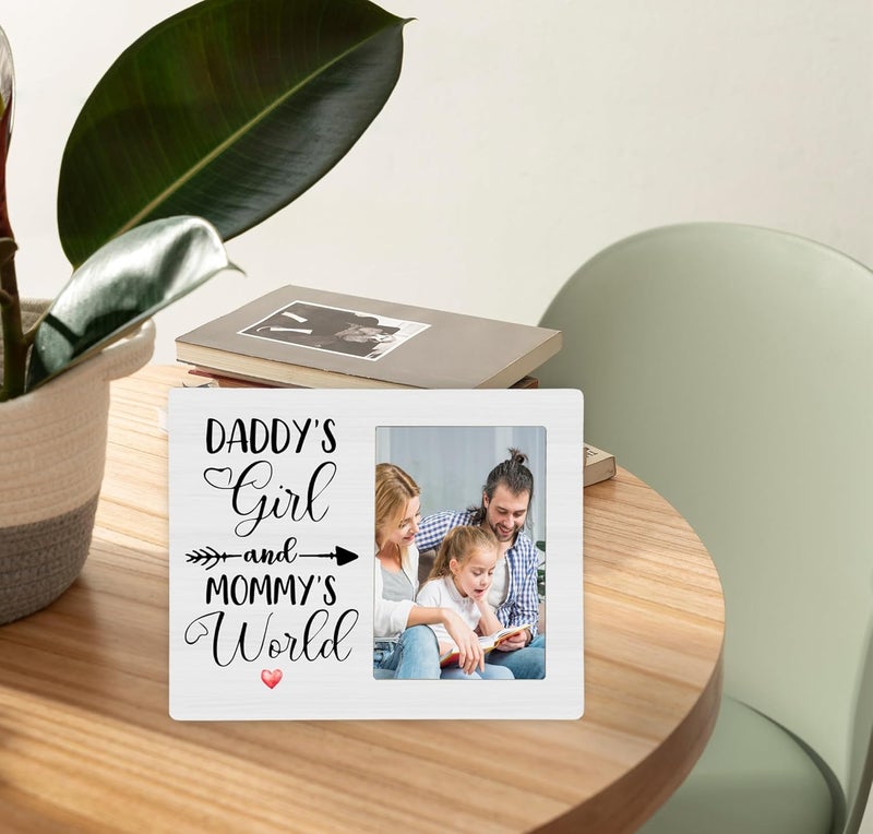 CAIFZ Daddy's Girl and Mommy's World Picture Frame, New Baby Photo Frame Gifts for Daughter, 4x6 inch Photo - Image 5